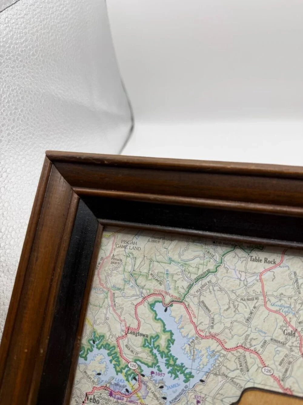 North Carolina Wood State Map Wall Art Framed Topographic Map Rustic NC